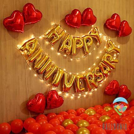

Terlaris LED SET Balon Foil Happy Anniversary Red Gold / Balloon Decoration SALE