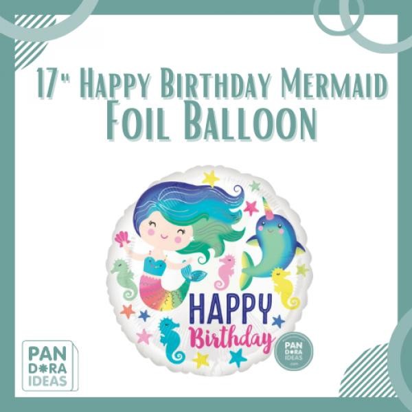 

Terlaris 17" Round Happy Birthday Mermaid Balon Foil Happy Birthday Mermaid SALE