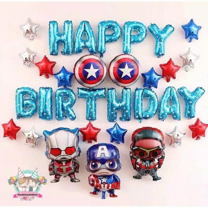 

Terlaris Windblown Balloon Birthday Boy Package Avenger Heroes / HBD anak laki SALE
