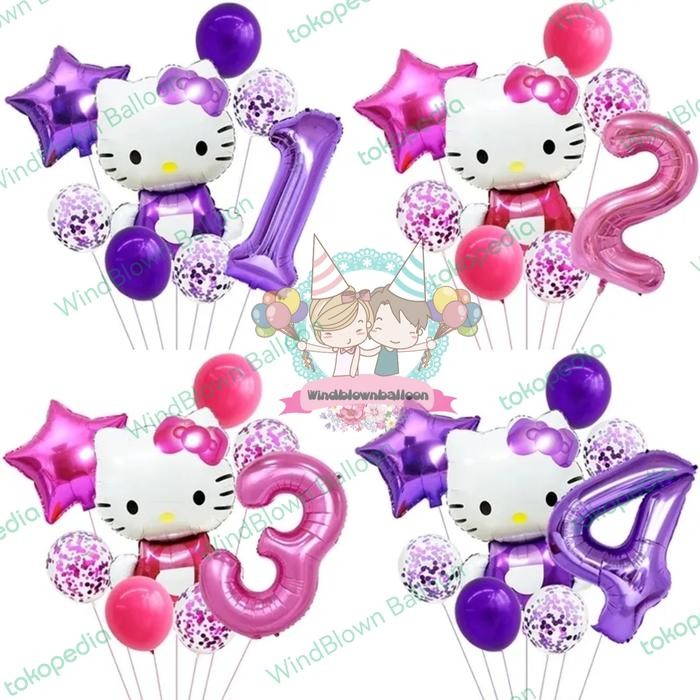 

Terlaris Windblown Birthday Girl Set Hello Kitty with Number- Confetti SALE