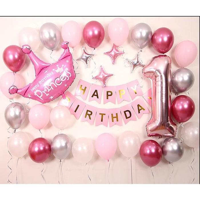 

Terlaris SET Foil Balloon HAPPY BIRTHDAY Simple Princess / Dekorasi Balon Ultah SALE