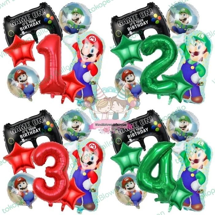 

Terlaris Windblown Foil Set Birthday Mario Luigi with Stick Game Console SALE