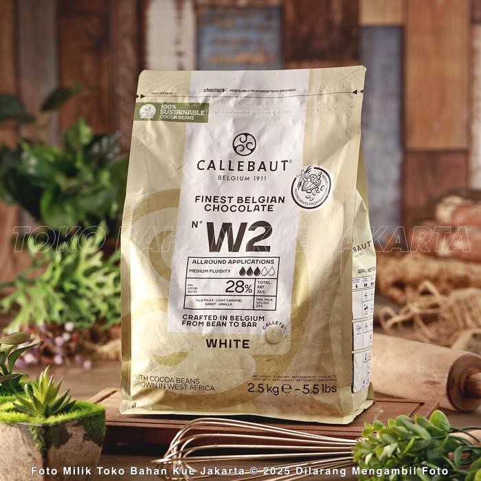 

Lecy.store2 Callebaut W2 Repack 250gr WHITE Chocolate Couverture 28% Cokelat Coin Putih Coklat Susu