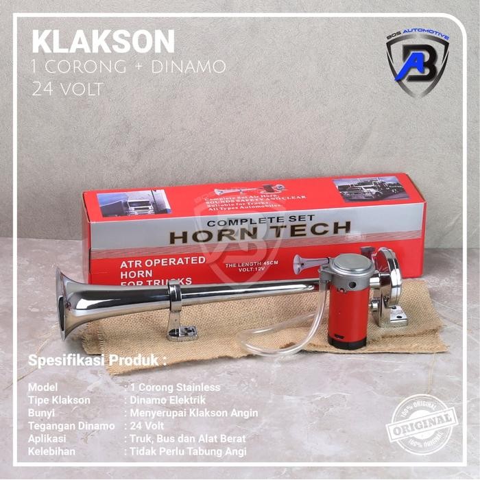Ready Klakson Mobil 1 Corong / Klakson 1 Terompet Komplit Dinamo Elektrik Truk Bus Minibus