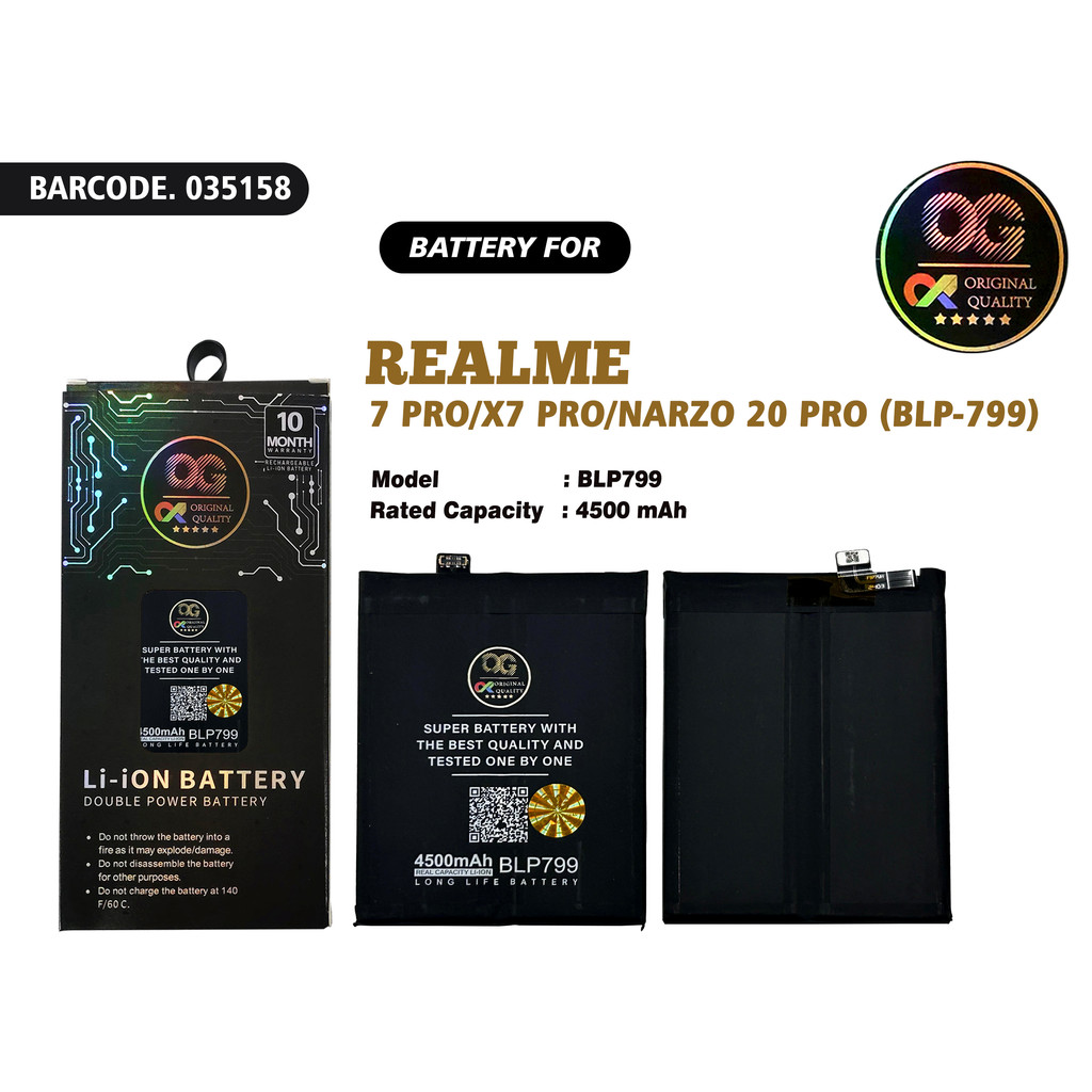 {ORI 100%} BATTERY BATERAI {BLP-799} REALME 7 PRO/X7 PRO/NARZO 20 PRO ORI OG SUPER