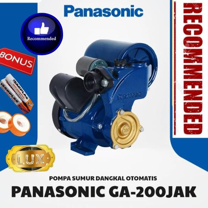 Mesin Pompa Air Water Pump Panasonic Sumur Dangkal Shallow Well Pump Automatic 200W Hisap 9 Meter Ga