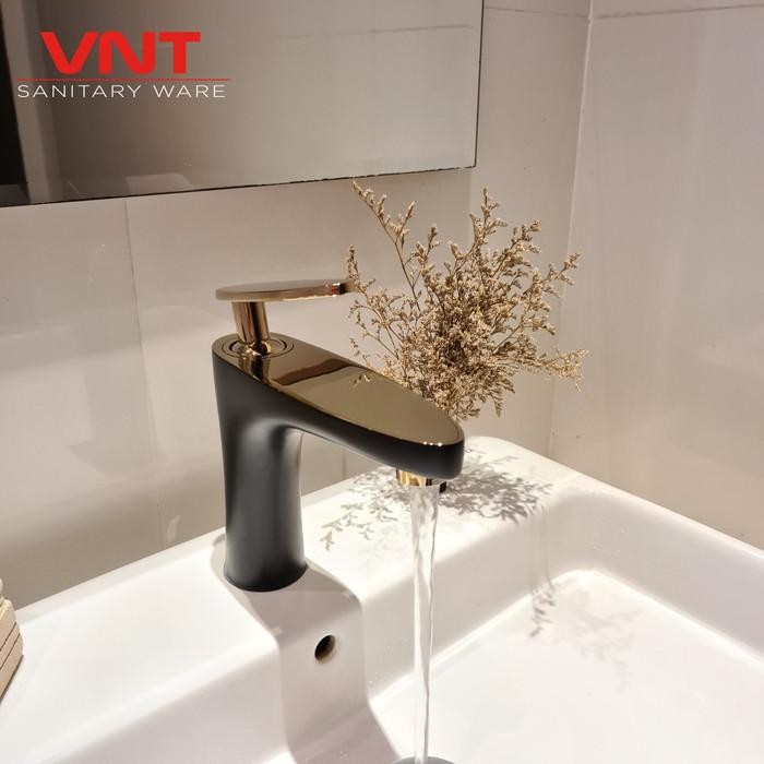 VNT KERAN WASHTAFEL HITAM KRAN AIR WASTAFEL BLACK GOLD PANAS DINGIN