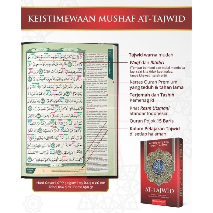

SALE !!! AL-QURAN TAJWID A5 HC MUSHAF WAQAF IBTIDA' TAJWID WARNA MUDAH TERJEMAH - MERAH QURAN
