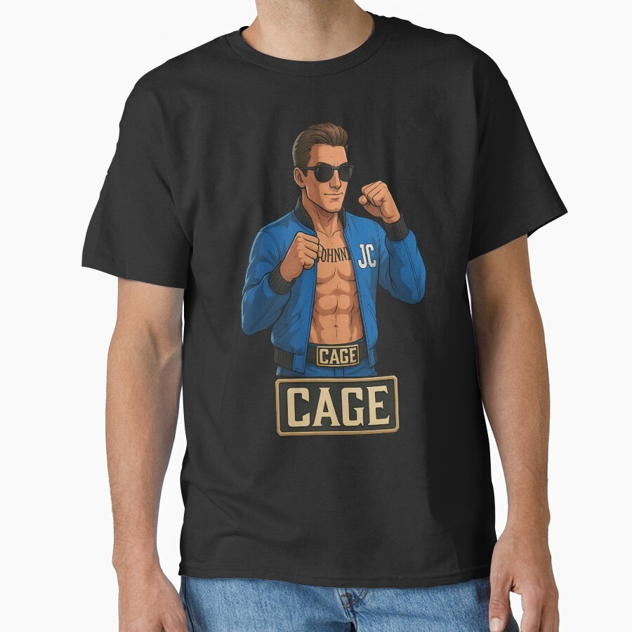 Johnny Cage Mortal Kombat Karya Seni Klasik T-Shirt Kaos Leher Bulat Unisex, Unik Kreatif, Modis Dan