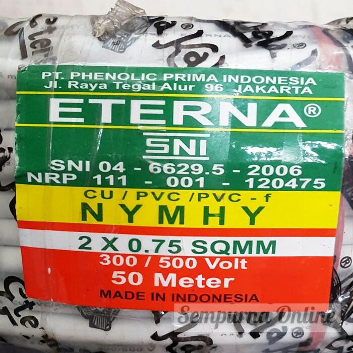 Kabel Listrik Serabut Eterna Nym Hyo 2X 0,75 Meteran