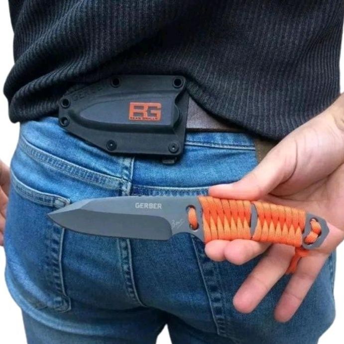 Pisau Survival Outdoor BG Parae model Tidur / Berdiri *