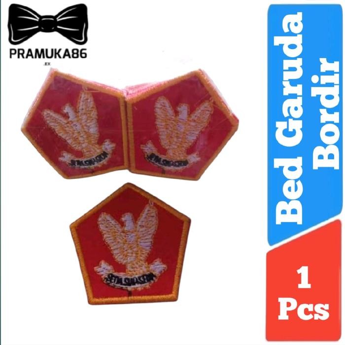 Badge Bed Logo Garuda Pramuka Penggalang (Merah) Bordir / Tanda Harian Pramuka Garuda Penggalang *