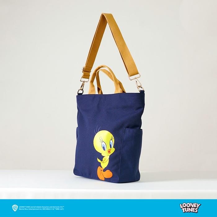 Tas Wanita Tote Bag Gladies Looney Tunes Series Tweety Navy Merche