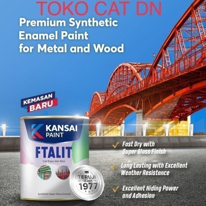 Cat Ftalit 180 Bright Green Kansai 1 Ltr / Cat Kayu & Besi / Cat Hijau