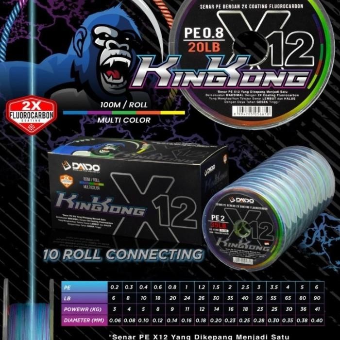 senar pancing pe braid daido kingkong x12 pe kuat pilihan pe 1 smp 6