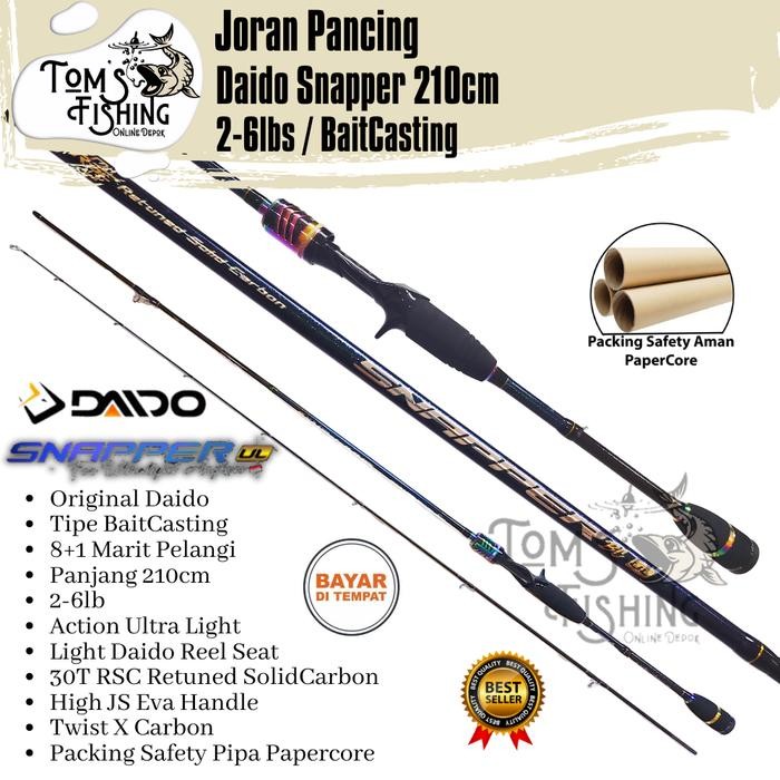 Joran Pancing UL DAIDO SNAPPER BC 210cm BaitCasting (2-6lbs) Ultra Light Carbon Murah - Toms Fishing