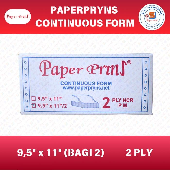 

PAPERPRYNS Continuous Form 9,5" 11" (BAGI 2) - 2 PLY - NCR Sheets