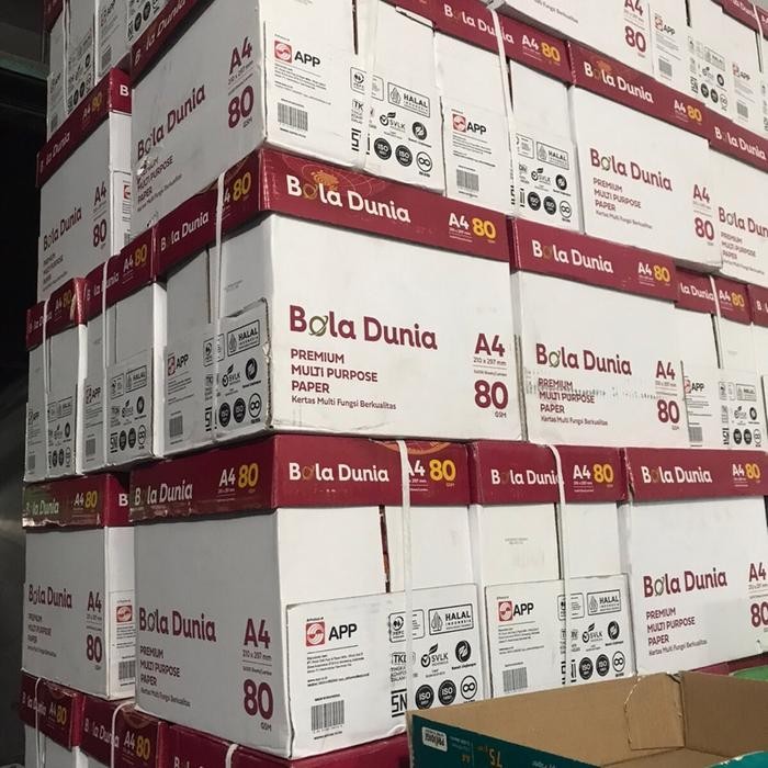 

KERTAS HVS A4 / F4 80 gram BOLA DUNIA ( 1 box isi 5 rim) Paper Stationery