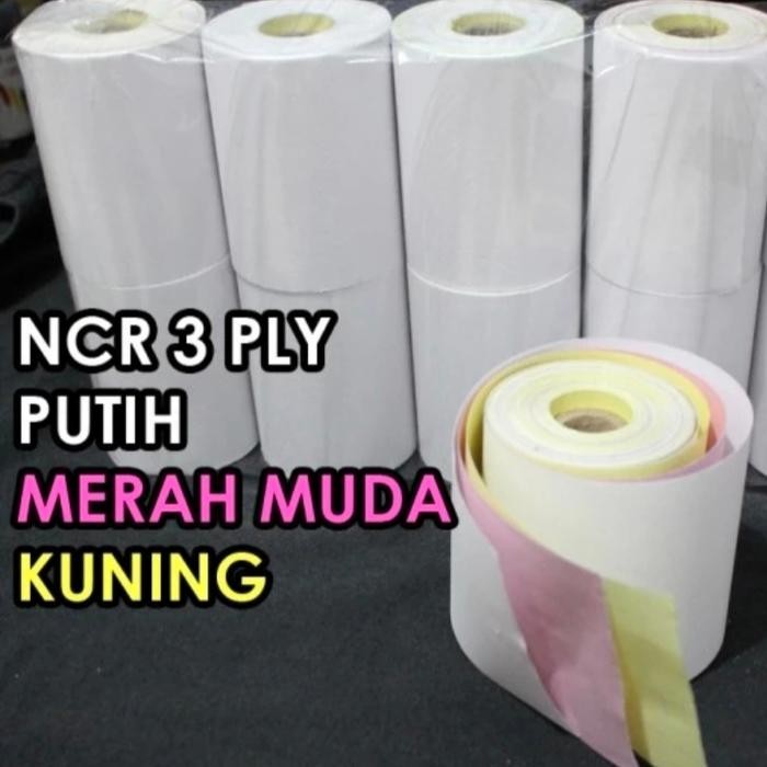 

100pcs kertas kasir ncr 3ply 75x60mm struk rangkap 3 warna putih merah kuning