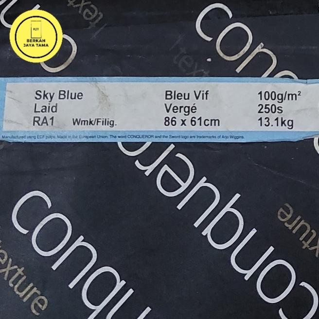 

kertas conqueror sky blue laid A4 21x29.7 100grm 250 sheet orijinal