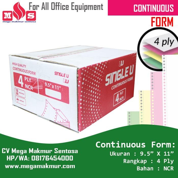 

KERTAS CONTINUOUS FORM K4 UK: 9.5 X 11 4Ply Atau 4Ply/2 PRS