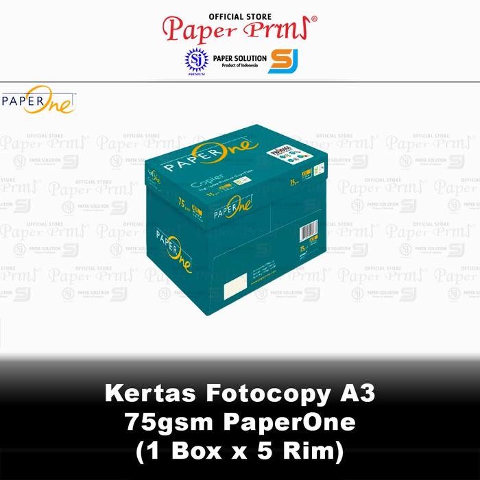 

Kertas Fotocopy HVS A3 75gr PaperOne 1 Box isi 5 Rim