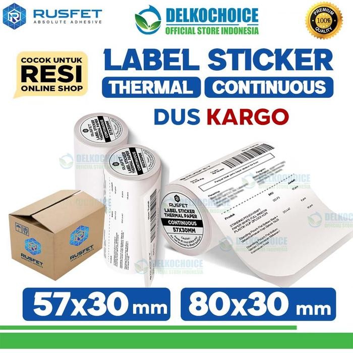 

Label Paper Thermal CONTINUOUS ROLL Barcode Resi RUSFET 80mm / DUS
