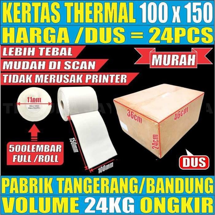 

Kertas Thermal Bersih Tebal A6 100x150mm Resi Label Barcode Per dus Jskrm
