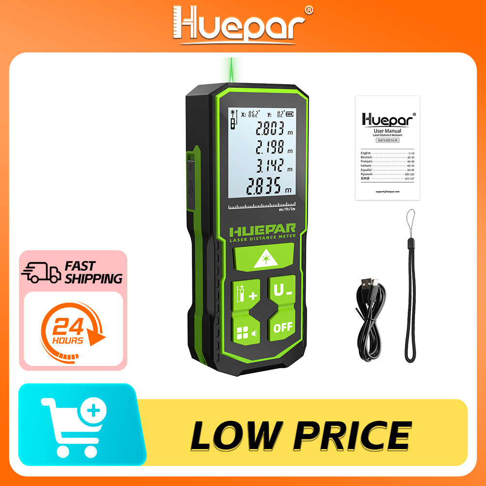 PROMO HARI INI  Huepar Laser Rangefinder Digital Tape Measure 60M 100M 120M Trena Laser Tape Range F
