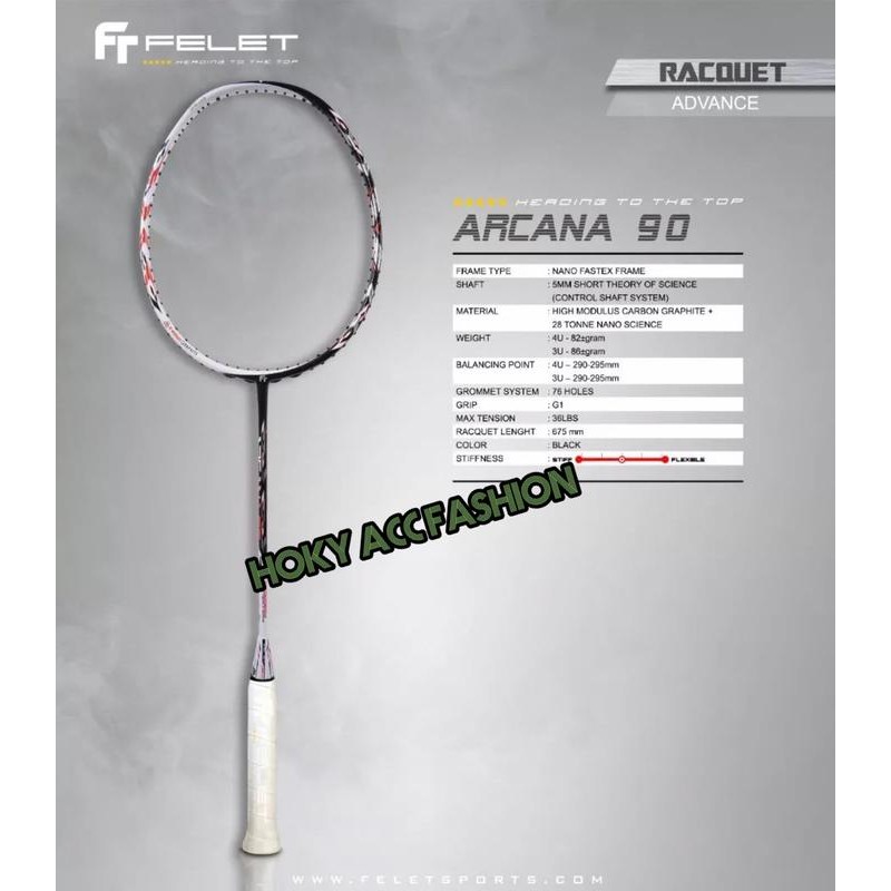 Raket Badminton Felet Arcana 90 Black White Original New Best Quality 100% Original