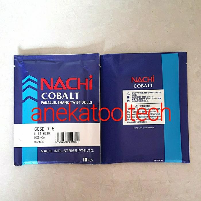 Mata Bor Hss Cobalt 7,5Mm Nachi Twist Drill Nachi 7,5Mm Hss Cobalt