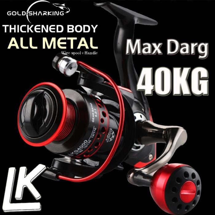 Exori Fishing - Reel Pancing Metal Lk2000-7000 10 Kg Seri Spool Knob Handle Warna Black Red Ultra