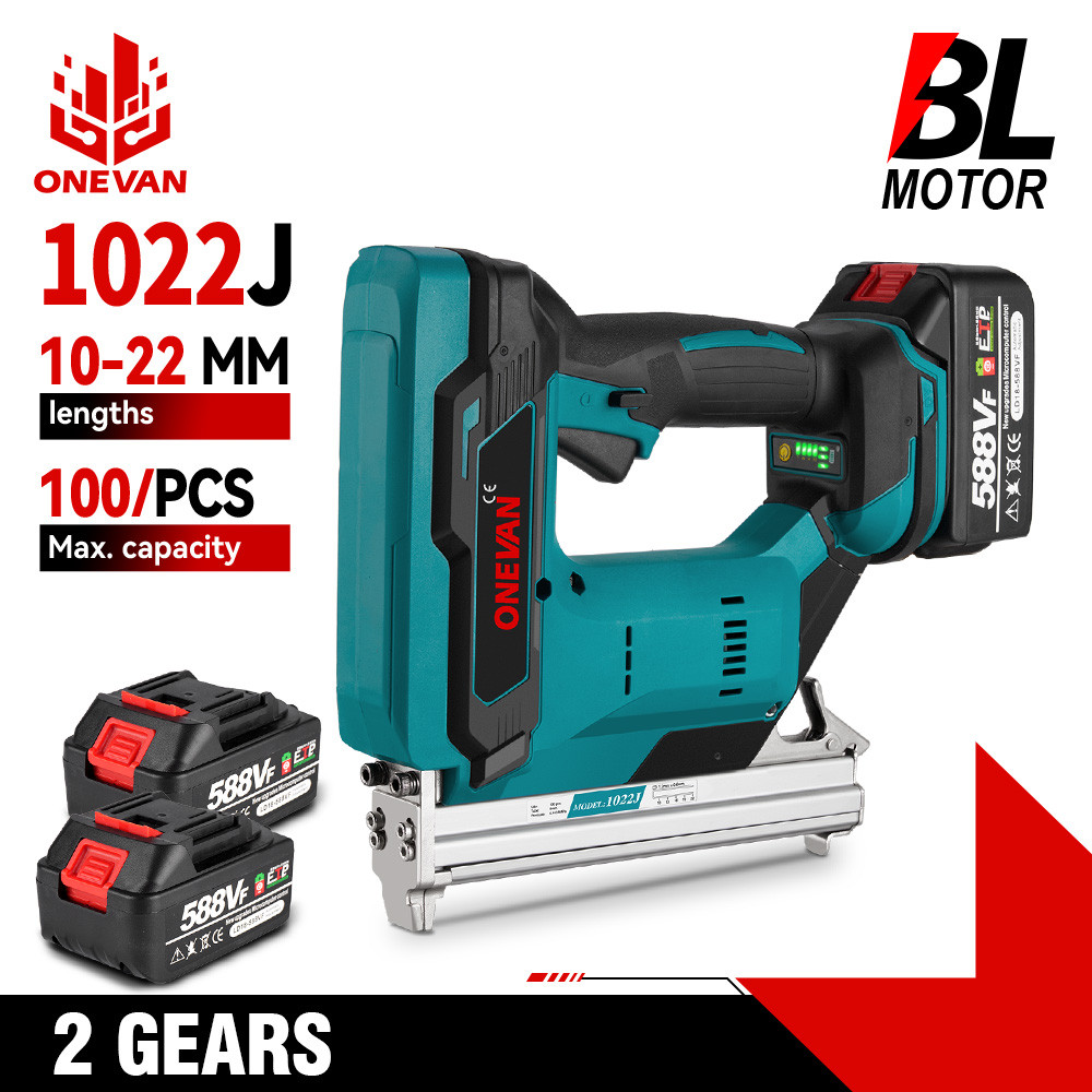 aligatorr100 ONEVAN Brushless Electric Nail Gun 1022J Cordless Stapler Framing Nailer Tacker Furnitu