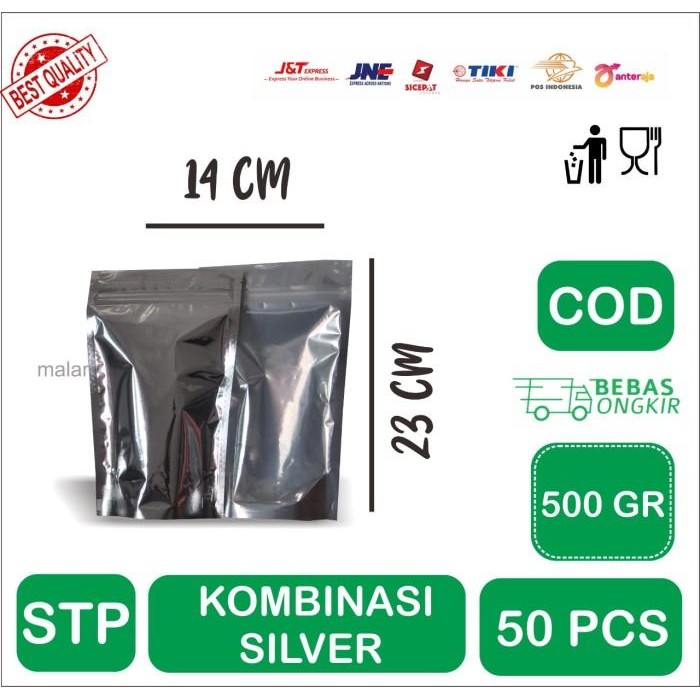 

(Allthebest) Kemasan Abon STANDING POUCH COMBI SILVER 14 x 23