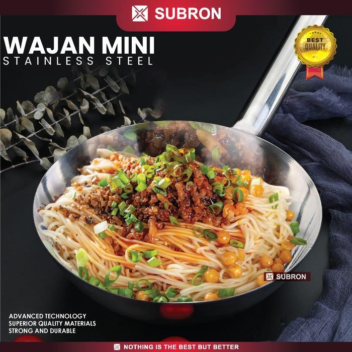 Subron Wajan Mini Kecil Dengan Pegangan Panjang Stainless Wok Kuali *