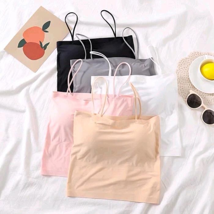 Paket Murah (Paket Usaha) 6Pcs Tanktop Wanita With Cup Tanpa Kawat Pakaian Dalam Tali Spaghetti