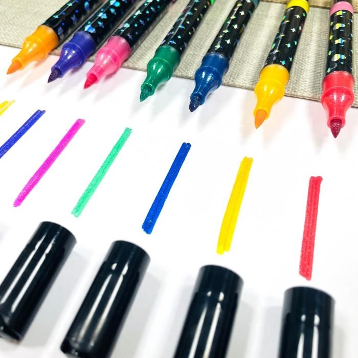 

Mw Set Pena Glitter Dual-Tip 24/48/72/96 Warna Dengan Kepala Ganda - Penanda Teks Berwarna Pasti Ori