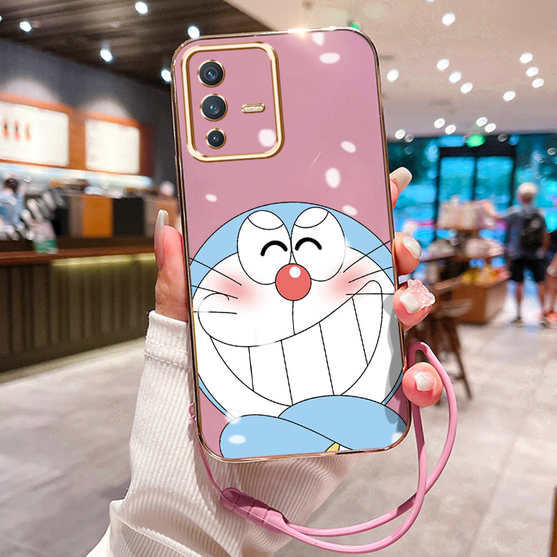 Casing Hp Untuk VIVO V23 5G V23i 5G V23E 5G V23E 4G Case Kucing kartun Pelapisan Mewah Cesing Lanyar