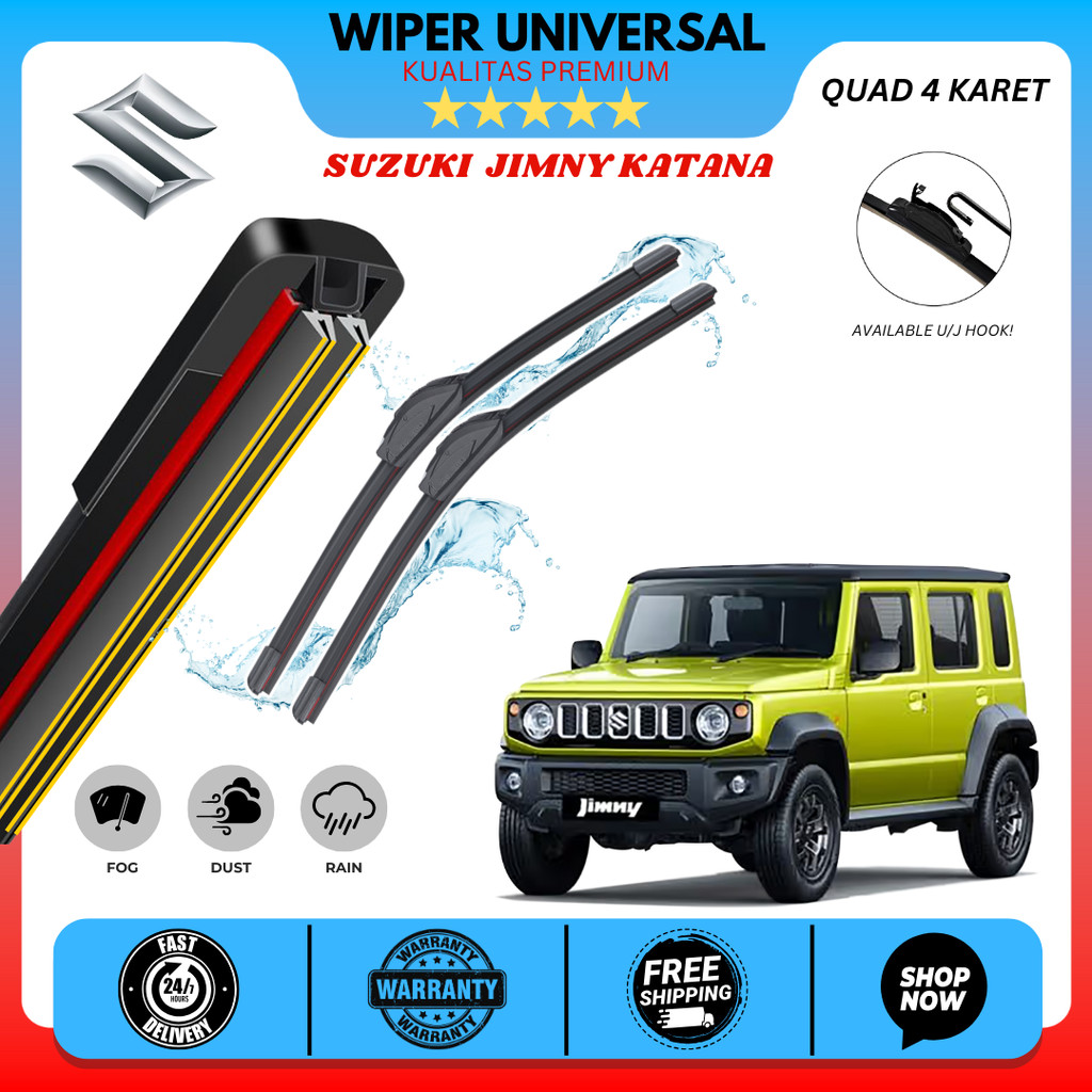 Wiper 4 Karet Mobil Suzuki Jimny Katana Kaca Depan Satu Set Kiri Kanan