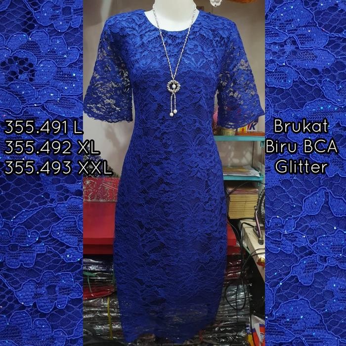 dress brukat biru BCA/ brokat Glitter