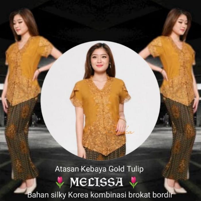 Atasan Kebaya modern Encim Senada Brokat Bordir Lengan Pendek Model
