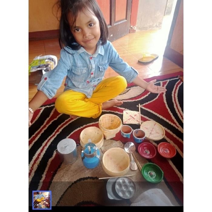 Mainan Anak Perempuan Masak Masakan + Set Mainan Gerabah Piring/Gelas Tanah Liat+Set Mainan Bakul