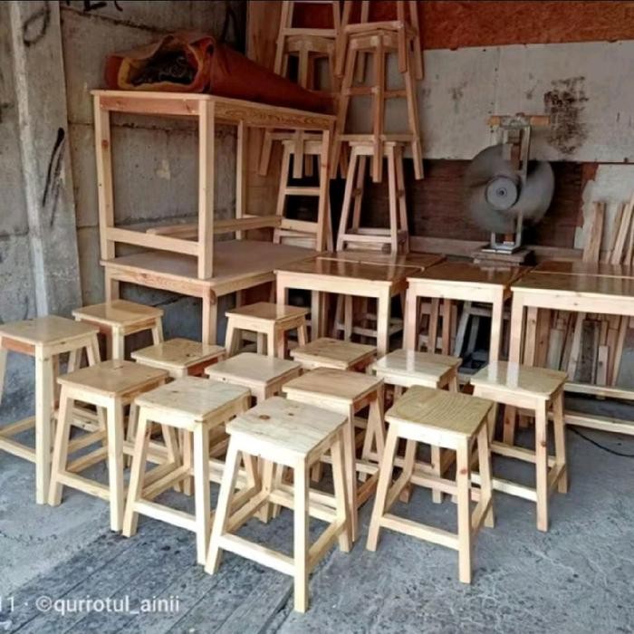 Kursi Kotak Kursi Kayu Kursi Konter Tinggi 45