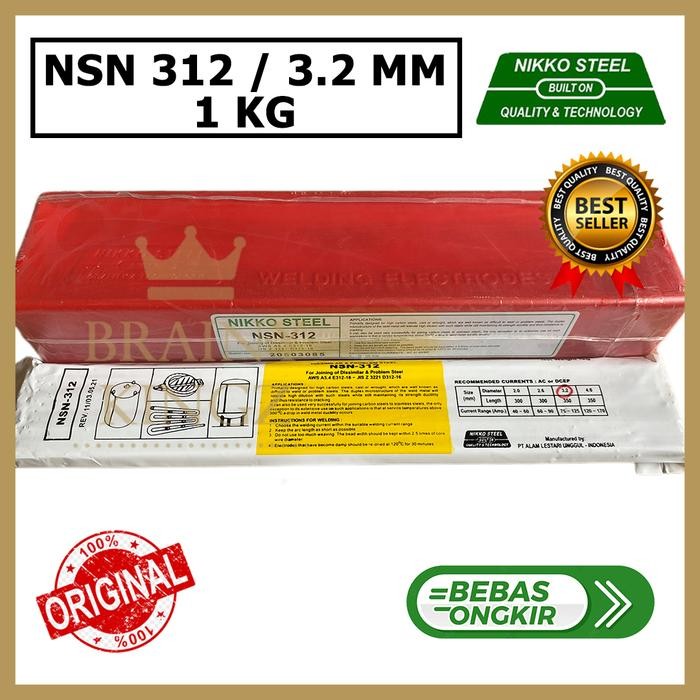 KAWAT LAS NIKKO STEEL NSN 312 KAWAT LAS PROBLEM STEEL NSN-312 (1 KG)