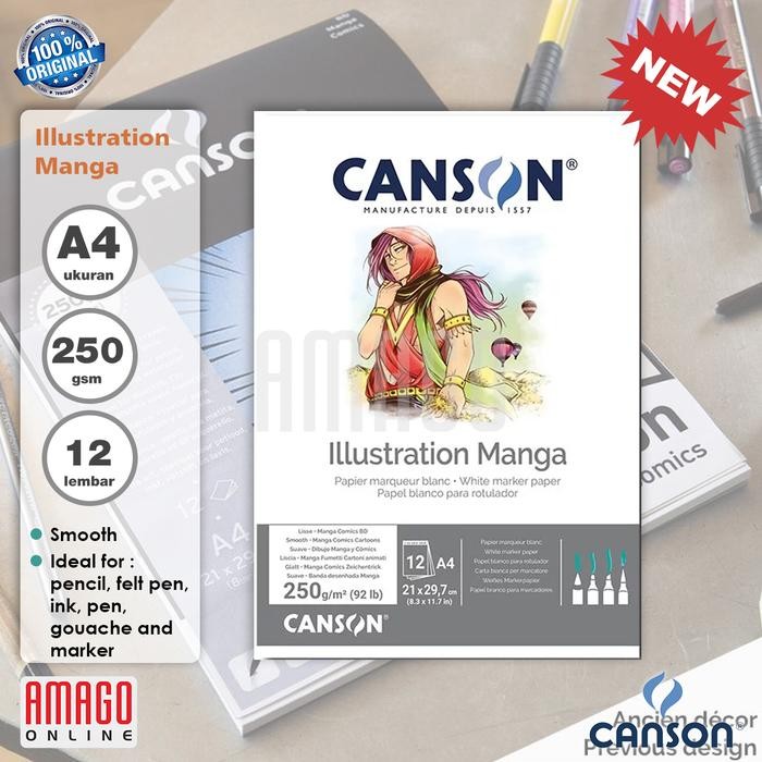 

CANSON ILLUSTRATION - 12 SHEETS - A4 - 250G (PAD) - 200387200