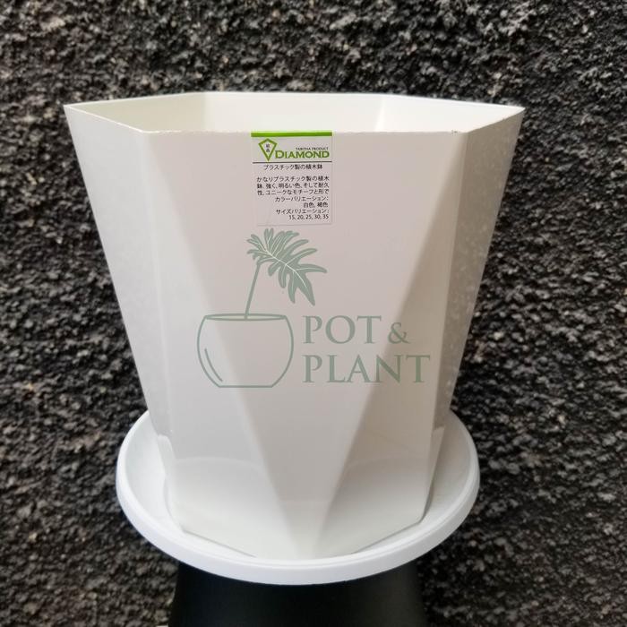 Pot Tabitha Diamond 35 Putih + Tatakan Putih Sale