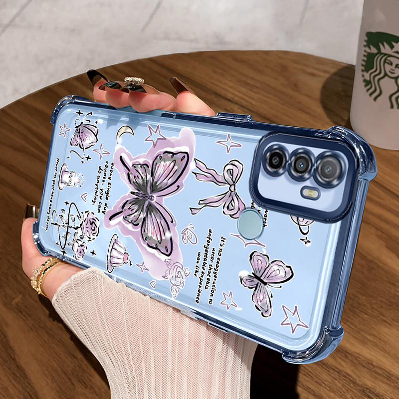 Casing Hp untuk OPPO A53 2020 A53s A32 A33 2020 Case Kupu-kupu ungu Kasing Perlindungan jatuh airbag