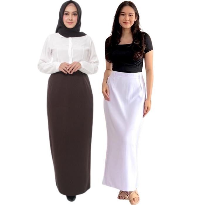 SIAPKIRIM NHM Rok Span Panjang Kantor Kerja Formal Putih Hitam Polos Jumbo Wanita Basic Casual Cewek