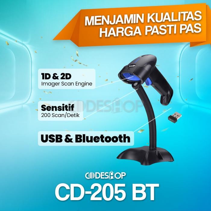 FES4 Barcode Scanner 2D Wireless Bluetooth Codeshop Cd-205Bt