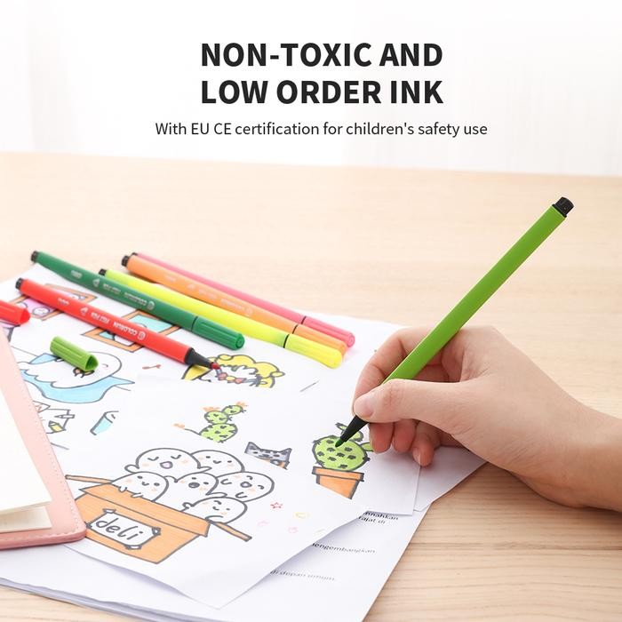 

Deli EC10536 Felt Pen Washable 1.0mm 36C / Spidol Mudah di Hapus 36C